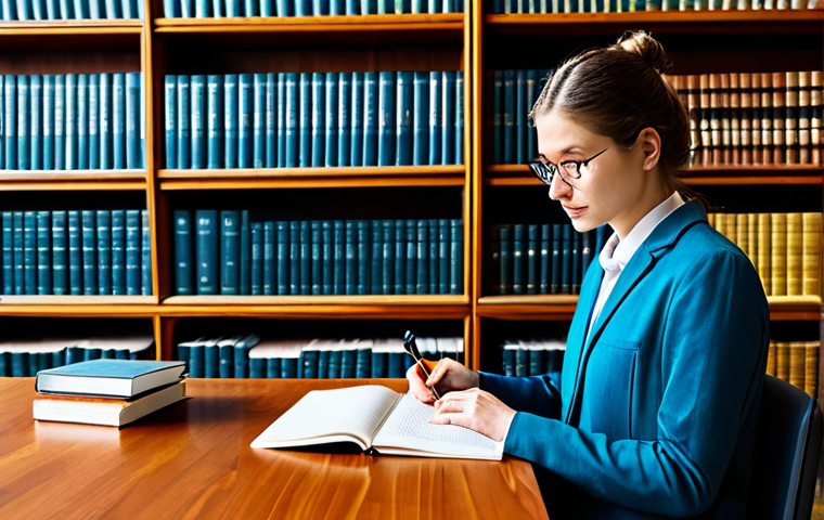 AI 작품의 저작권 소송 준비 과정 - **Prompt:** A professional lawyer in a modern law office, reviewing documents related to AI copyrigh...