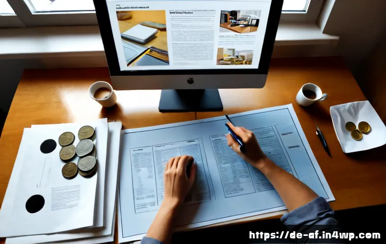 AI 창작물 저작권과 이용 허가 - Photorealistic overhead view of a German freelance illustrator at a tidy home-office desk in Berlin,...